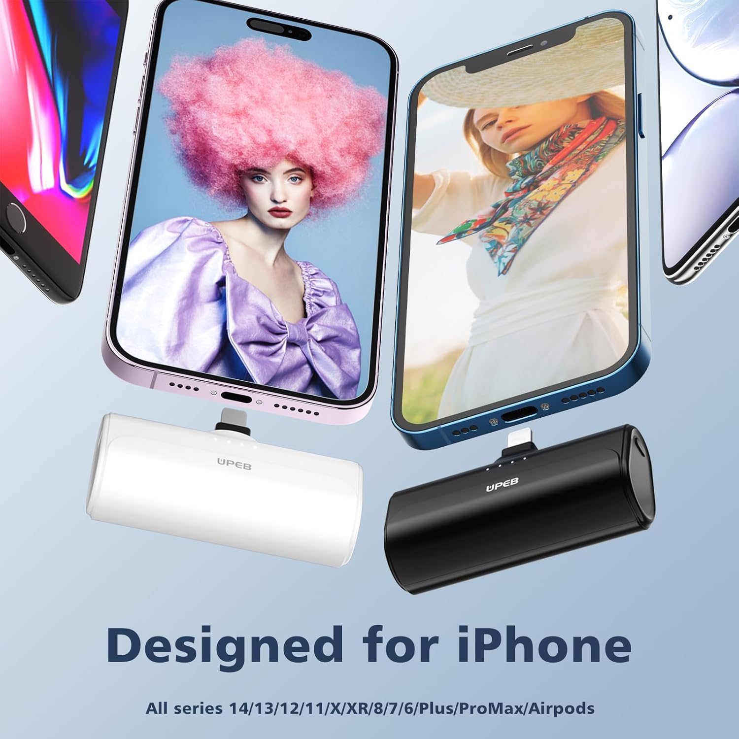 2 Packs Portable Phone Charger for iPhone 5000mAh with Built in Cable, MFi Certified Mini Power Bank Cordless External Battery Pack Charger for iPhone Series 14/13/12/11/XR/X/SE/8/7/6 Pro Max - Image 2