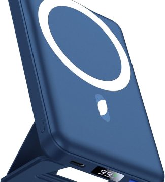 AOGUERBE Magnetic Power Bank, 10000mAh Foldable Wireless Portable Charger with USB-C Cable LED Display, for Mag-Safe Battery Pack 22.5W PD Fast Charging for iPhone 16/15/14/13/12 Pro/Pro Max/Plus/Mini