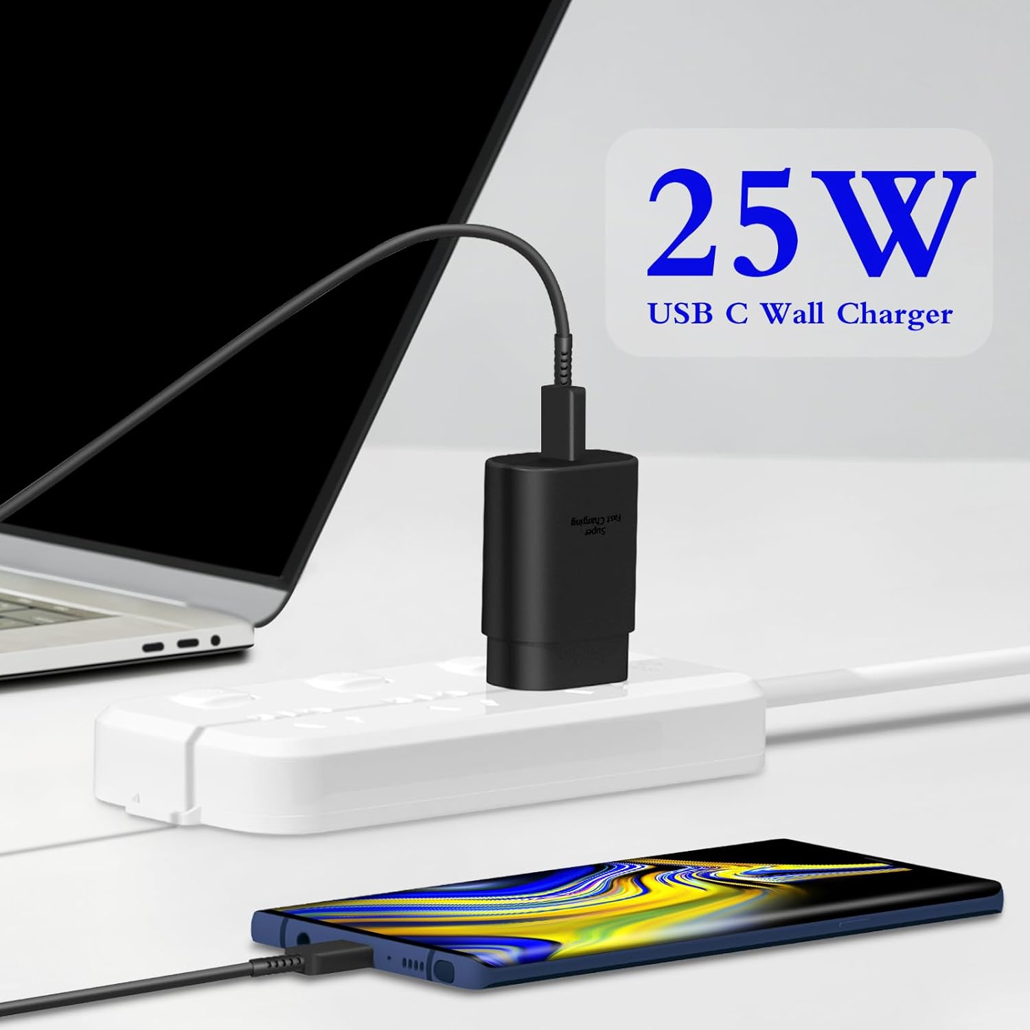 Type C Charger, 2-Pack 25W Type C Super Fast Charging Block with 6ft USB C Charger Cable Compatible with Galaxy S23 Ultra/S23+/S22/S21/S20/Phone 16/16 Plus/16 Pro Max/15/15 Pro Max/15 Plus-Black - Image 5