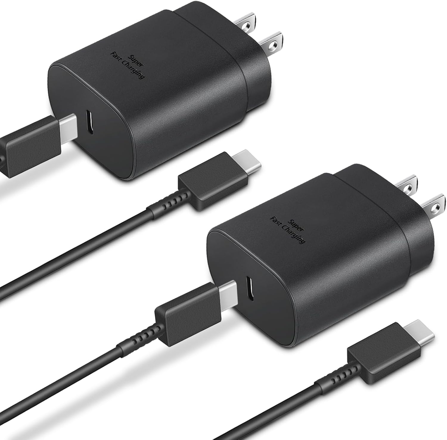 Type C Charger, 2-Pack 25W Type C Super Fast Charging Block with 6ft USB C Charger Cable Compatible with Galaxy S23 Ultra/S23+/S22/S21/S20/Phone 16/16 Plus/16 Pro Max/15/15 Pro Max/15 Plus-Black - Image 8